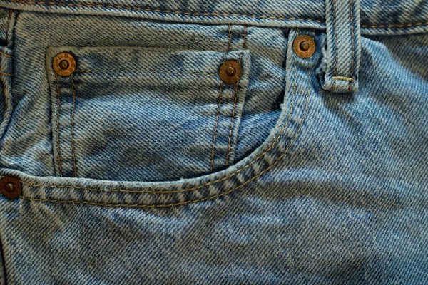 Jeans Ganga Bolso Close Textura Fundo Com Espaço Cópia — Fotografia de Stock