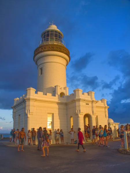 Deniz feneri gün batımı görüntüsü Byron Körfezi Doğu Avustralya