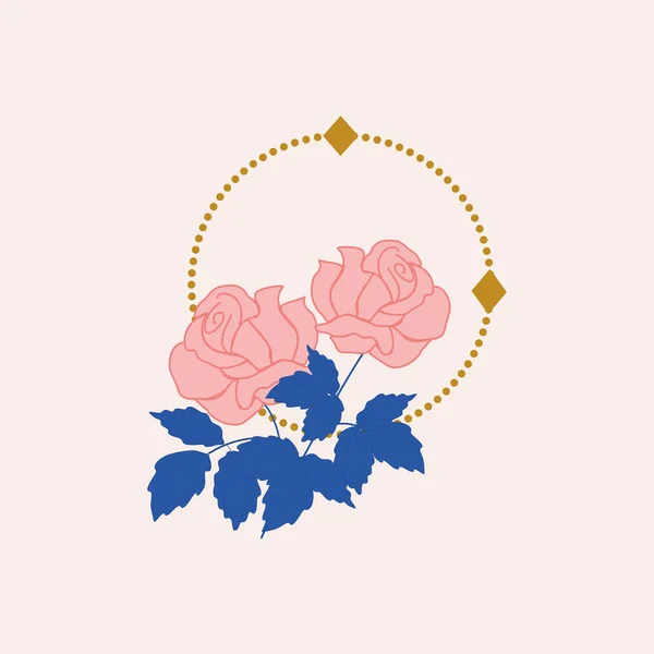 Hermosa Rosa Círculo Oro Ilustración Vectorial — Archivo Imágenes Vectoriales
