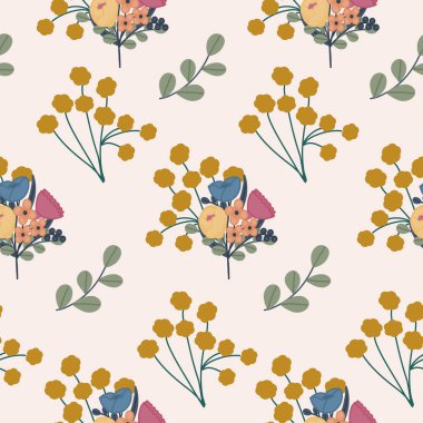 Kusursuz desenli desenli renkli çiçek buketi