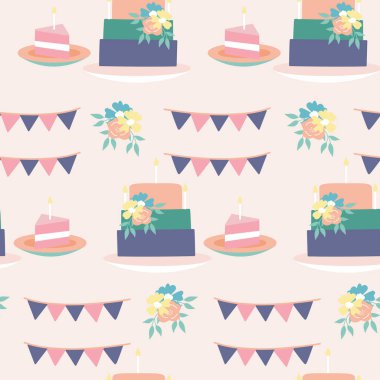 Kusursuz bir desen dizaynında doğum günü cetveli ve çiçekler