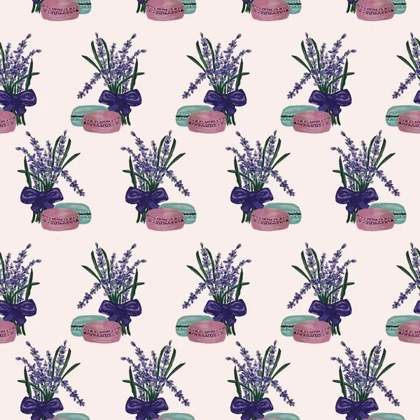 Lavender Macaroons Seamless Pattern Design — ストック写真