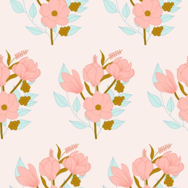 Pembe ve mavi desenli desenli desenli bir buket.