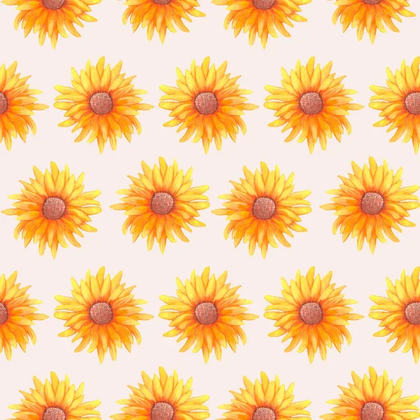 Bunga Matahari Yang Lucu Dalam Desain Pola Mulus — Stok Foto