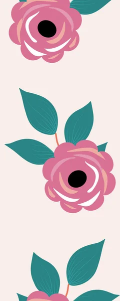 粉红色玫瑰的垂直无缝木板 — 图库矢量图片