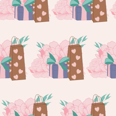 Şakayık ve hediyeli kusursuz desen tasarımı