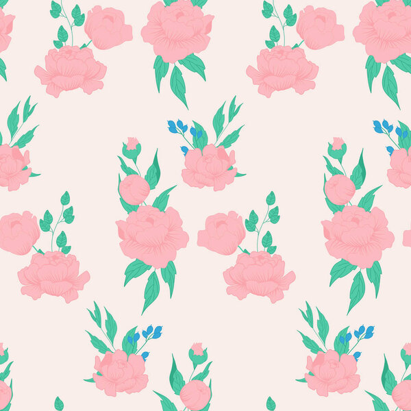 pink peonies in a seamless pattern design