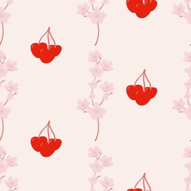  Kiraz buketi ve çiçek kusursuz desenli dizaynlar.