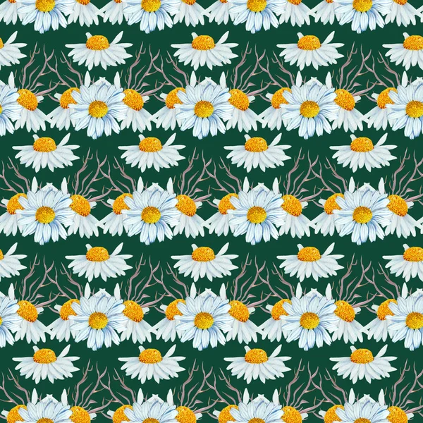 white daisy composition, seamless pattern