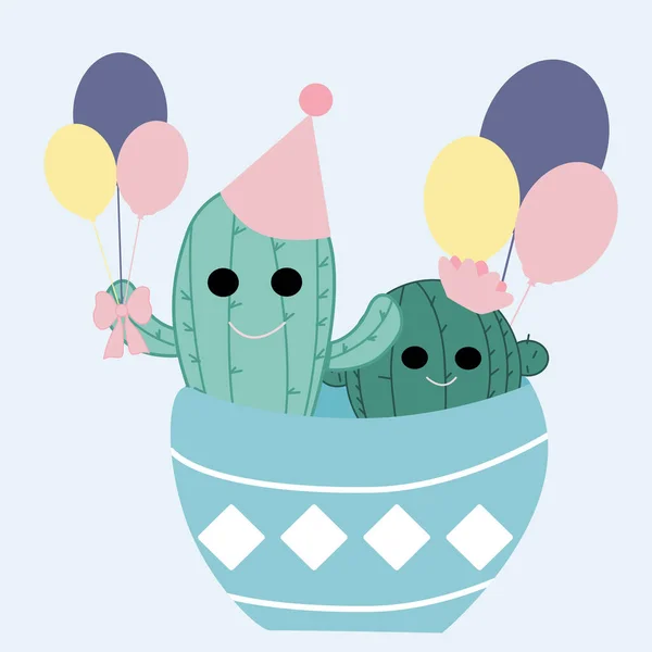 Vectorillustratie Met Partu Cactus Groene Pot — Stockvector