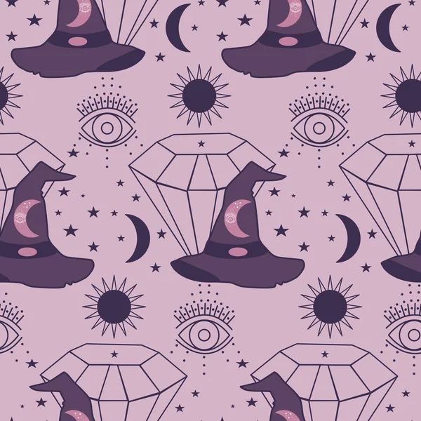 Witch Hat Diamonds Seamless Pattern — Stock Vector