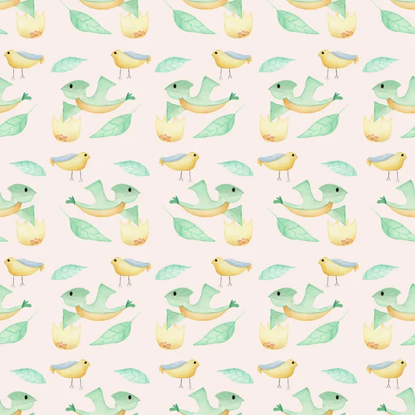 鳥とディノのシームレスなパターン — ストック写真