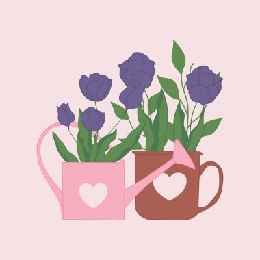  Kupadaki laleler, vektör illüstrasyonu