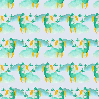  Yeşil raket ve bulutlar, kusursuz desen