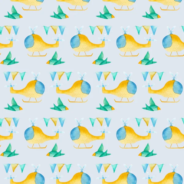 Золотая Плоскость Зеленые Птицы Бесшовный Дизайн Шаблона — стоковое фото