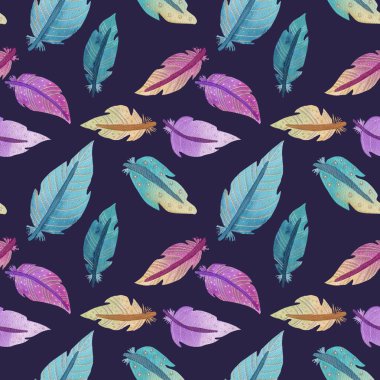 dikişsiz desenli suluboya tüyler