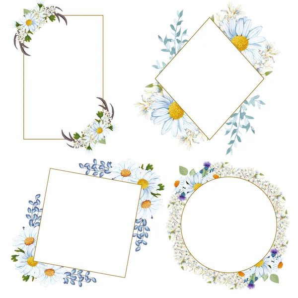 Golden Floral Frames Illustration — Stock Photo, Image