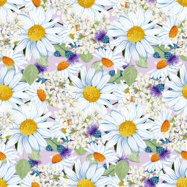 bold white daisies in a seamless pattern design