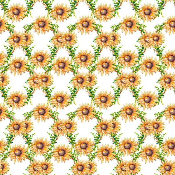 Pola Lukisan Tangan Bunga Matahari Tak Berjahit — Stok Foto