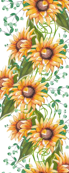 Batas Vertikal Dengan Karangan Bunga Matahari — Stok Foto