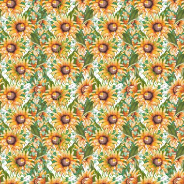 Elle boyanmış ayçiçeğiyle kusursuz desen tasarımı