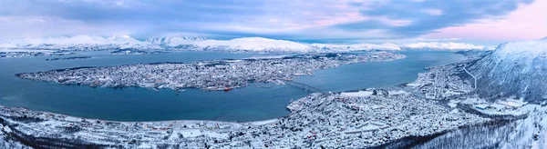 Panoramic view of Tromso city Norway at daytime in the winter — стокове фото
