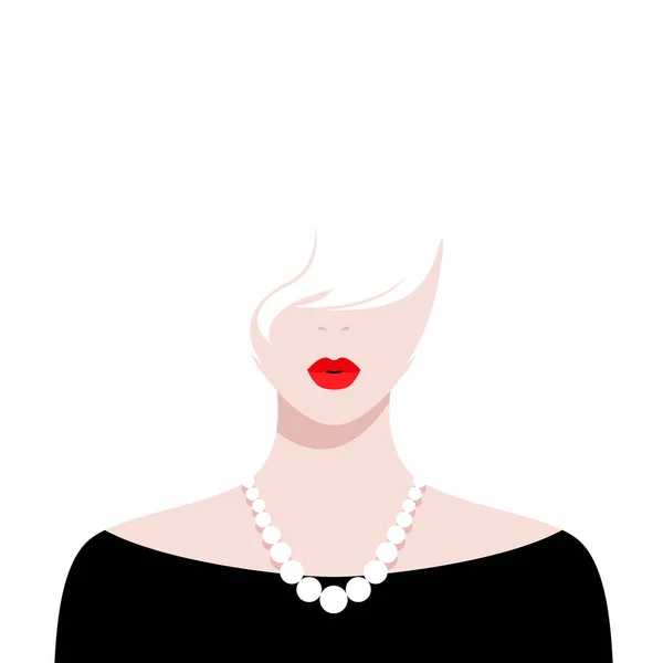 赤い唇と白い髪を持つ美しい少女 — ストックベクタ
