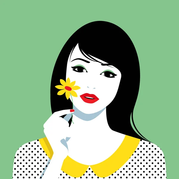 Žena držící květinu — Stockový vektor