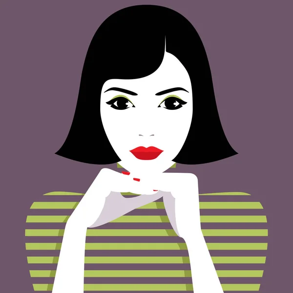 Hermosa chica pensante — Vector de stock