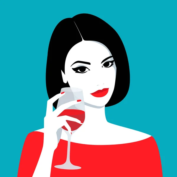 Kızı tutan bir bardak şarap — Stok Vektör