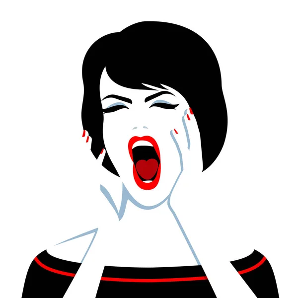 Beautiful screaming woman — Stock Vector