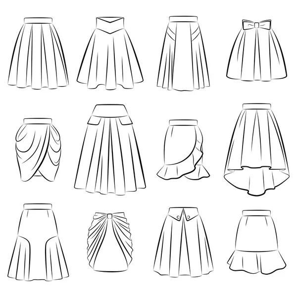 Colección de faldas románticas de mujer — Vector de stock