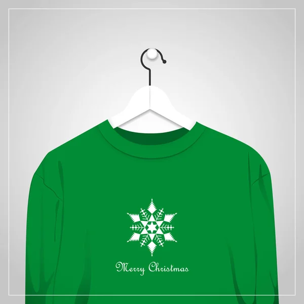 Sweatshirt with snowflake and merry christmas text — Stock Vector