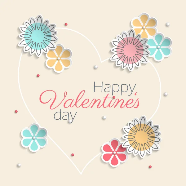 Valentine card with flowerswith 3d flowers — Stock Vector