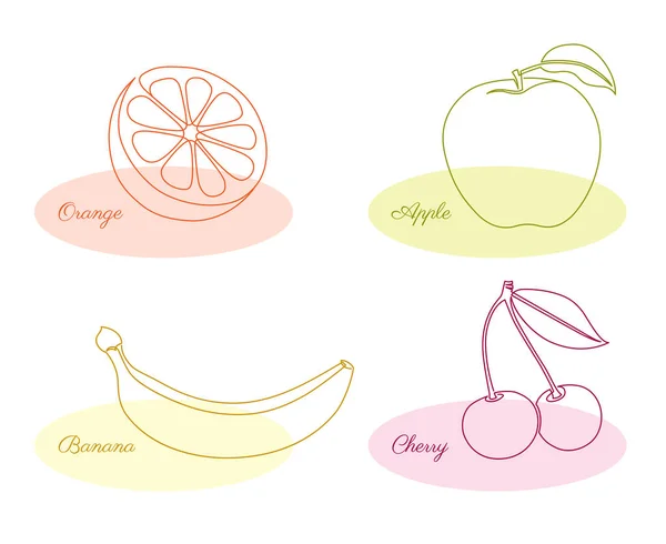 Fruit, continuous line vector illustration — Stock Vector