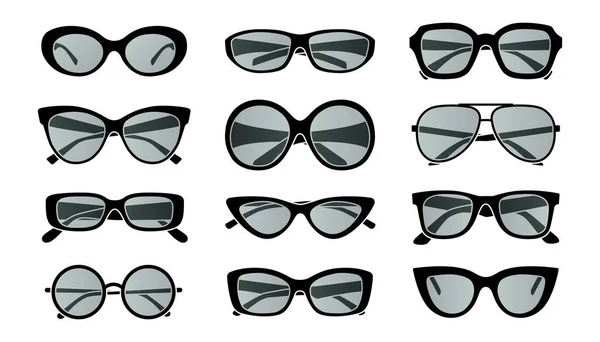 Big set of sunglasses — Stock Vector