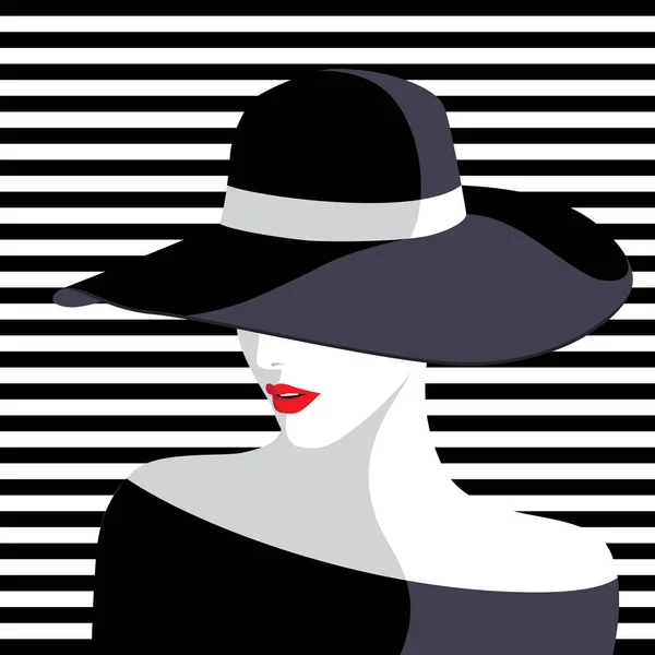 Женщина в большой шляпе — стоковый вектор