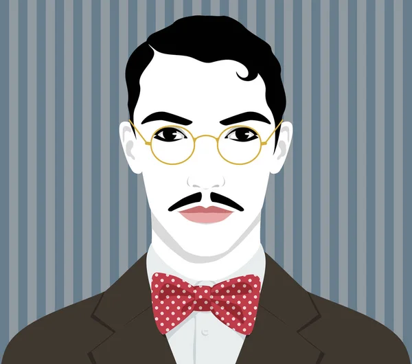 Elegante hombre retro con gafas doradas — Vector de stock