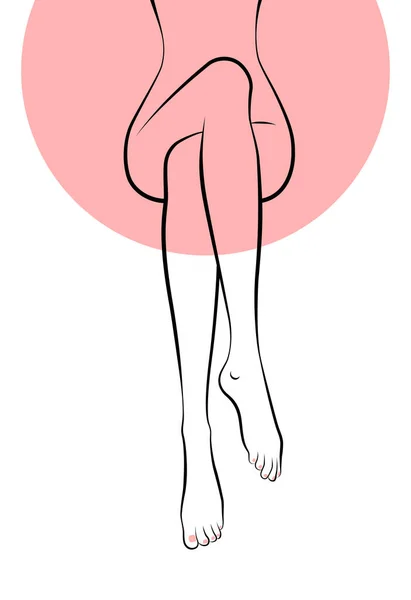 Vektor Illusztráció Gyönyörű Hosszú Meztelen Női Lábak Elölnézet Alsó Ülő — Stock Vector