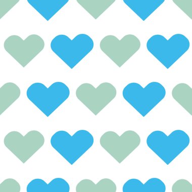 Beyaz arka planda yeşil ve mavi kalpler