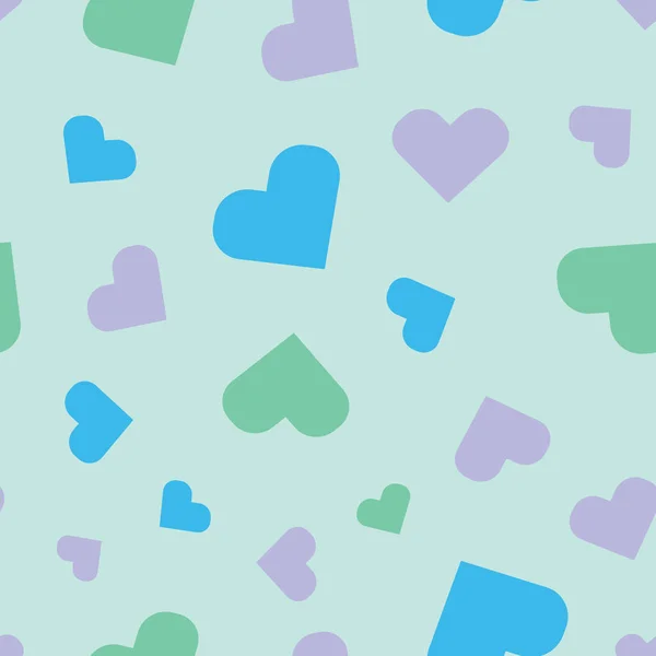 Corazones Pastel Sobre Fondo Verde Claro — Vector de stock