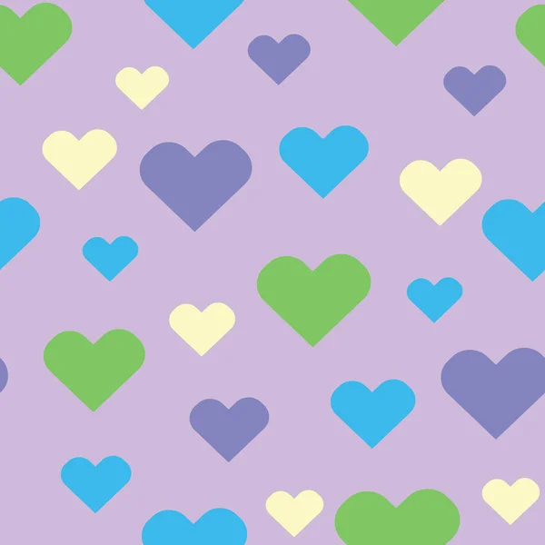 Purple Blue Pastel Hearts Purple Background — 스톡 벡터