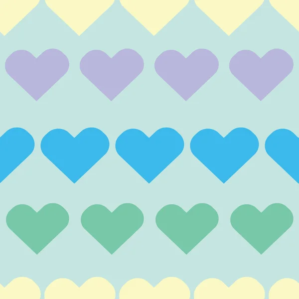 Corações Pastel Lavanda Azul Verde Fundo Azul Pastel — Vetor de Stock