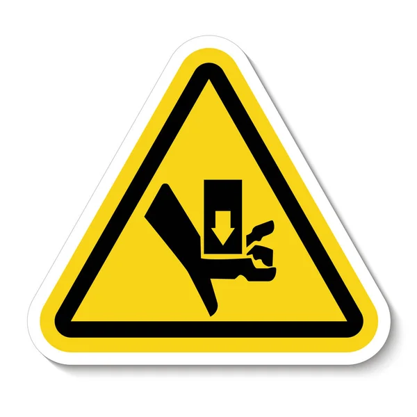 Aislamiento de señal de símbolo de aplastamiento y corte de parte móvil de advertencia sobre fondo blanco, ilustración vectorial — Vector de stock