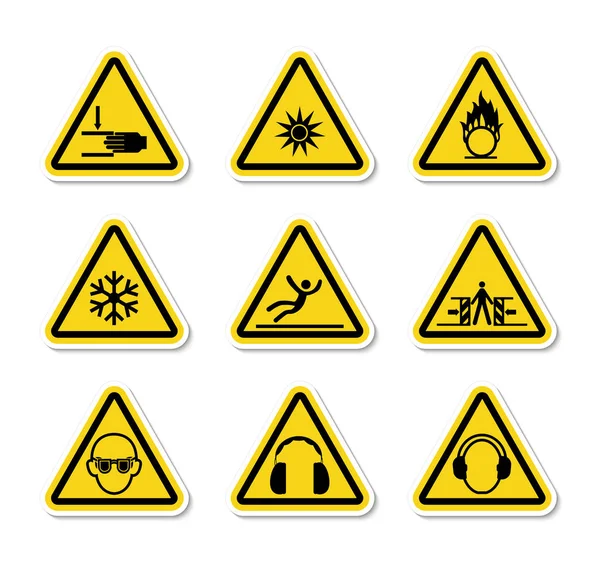 三角形警告危险符号标记白底上的符号隔离，矢量图解 — 图库矢量图片