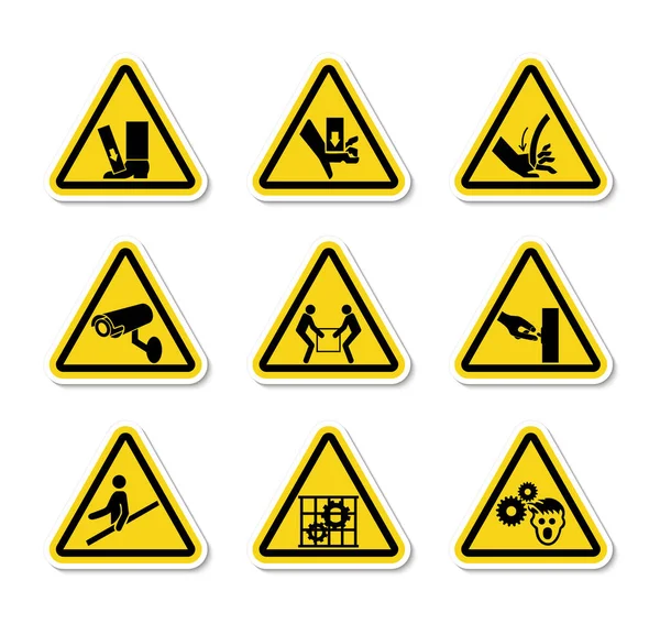 Triangular Warning Hazard Symbols labels Sign Isolate on White Background,Vector Illustration — Stock Vector