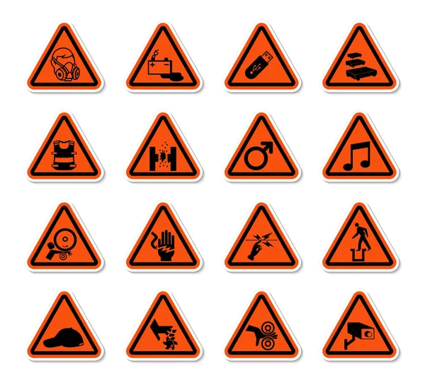 Étiquettes de symboles de danger d'avertissement triangulaires Signe Isolant sur fond blanc, Illustration vectorielle — Image vectorielle