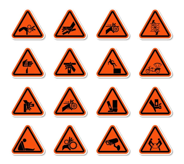 Triangular Warning Hazard Symbols labels Sign Isolate on White Background,Vector Illustration — Stock Vector