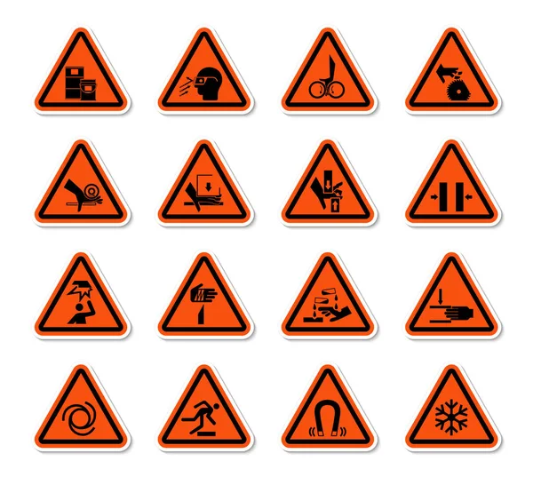 Triangular Warning Hazard Symbols labels Sign Isolate on White Background,Vector Illustration — Stock Vector
