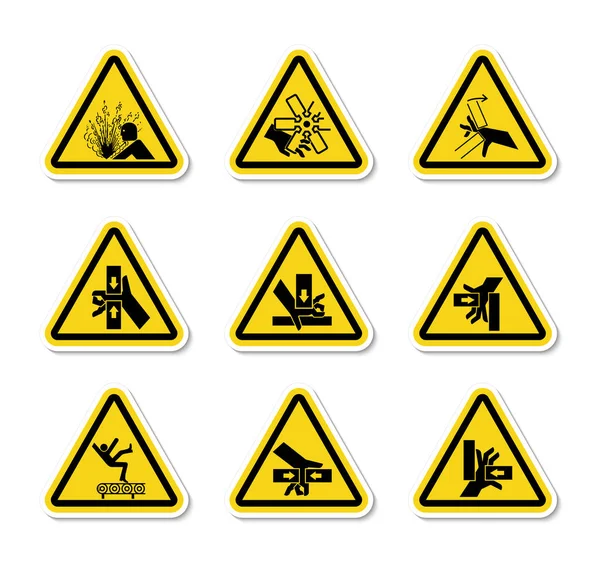 Triangular Warning Hazard Symbols labels Sign Isolate on White Background,Vector Illustration — ストックベクタ